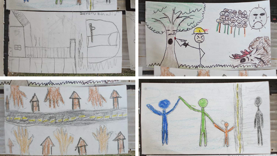 Artwork by children who participated in Tyler McDaniel's activity at Clara Barton Open School