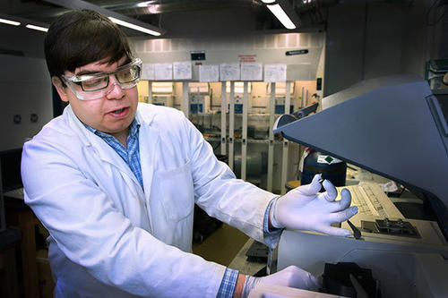 Sammy Shaker in a lab