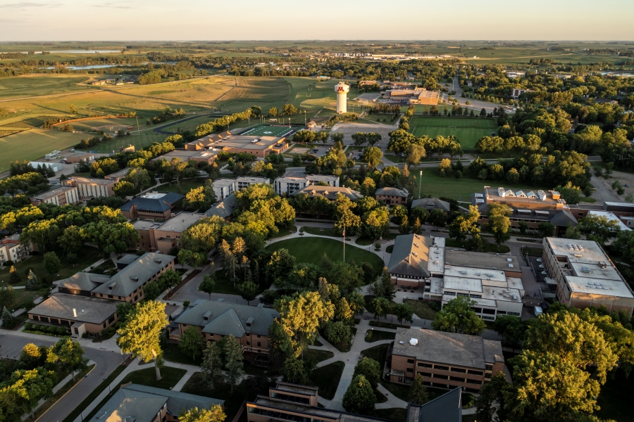 Aerial view of the Morris campus and surrounding area
