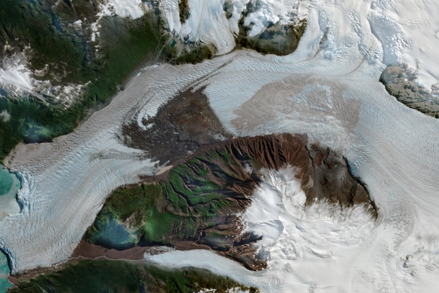 Aerial shot of a glacier
