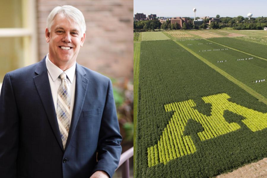 Image of Dean Brian Buhr next to an image of a field.
