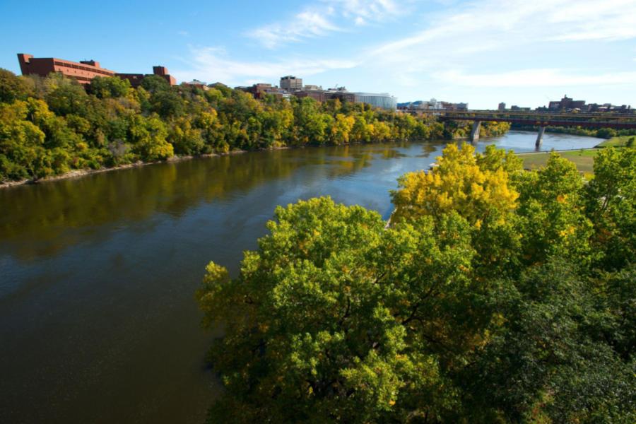View of the Mississippi River and the Twin Cities campus.
