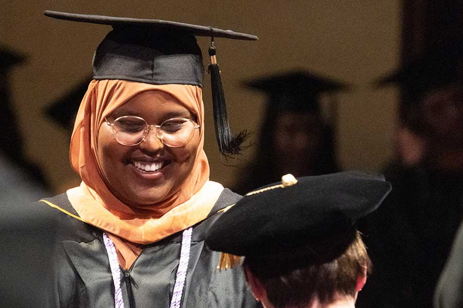 Warda Hussein in cap and gown