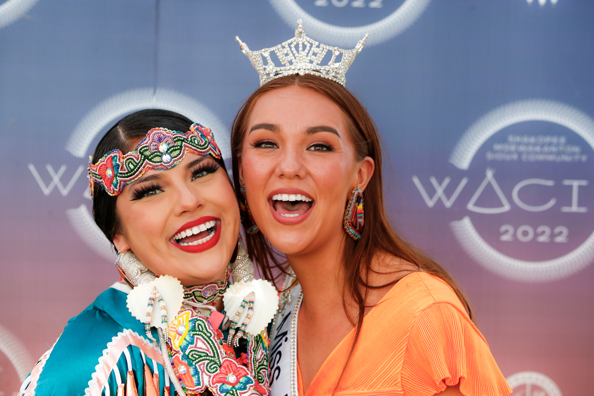 Evangelisto posing with U of M student Lori Martin-Kingbird (left), who was the second runner-up at the Miss Minnesota competition