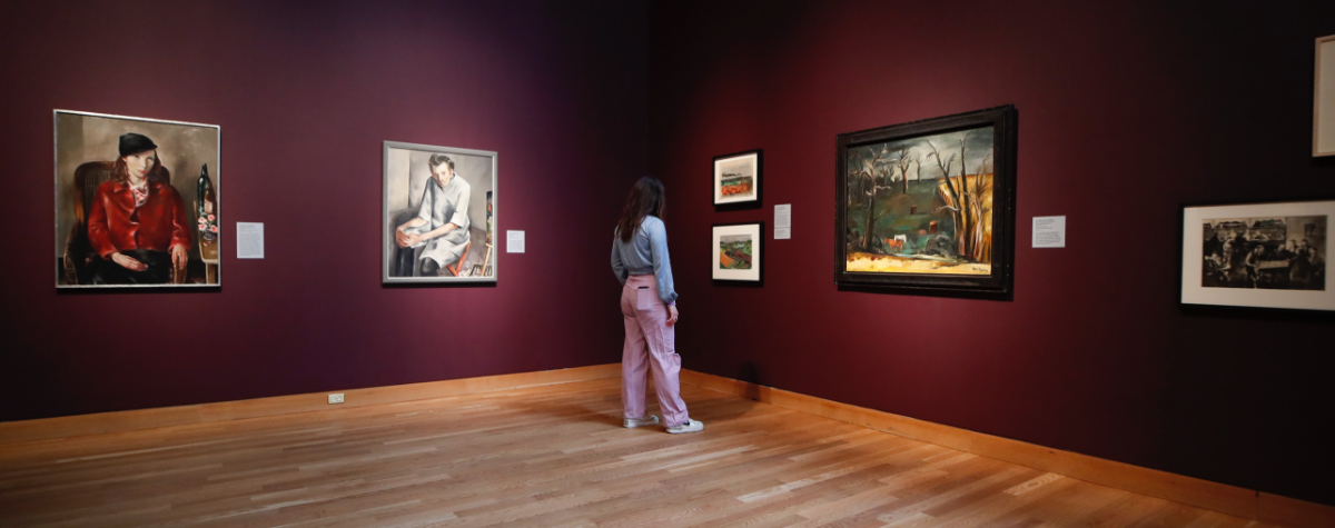 a student visiting an art gallery