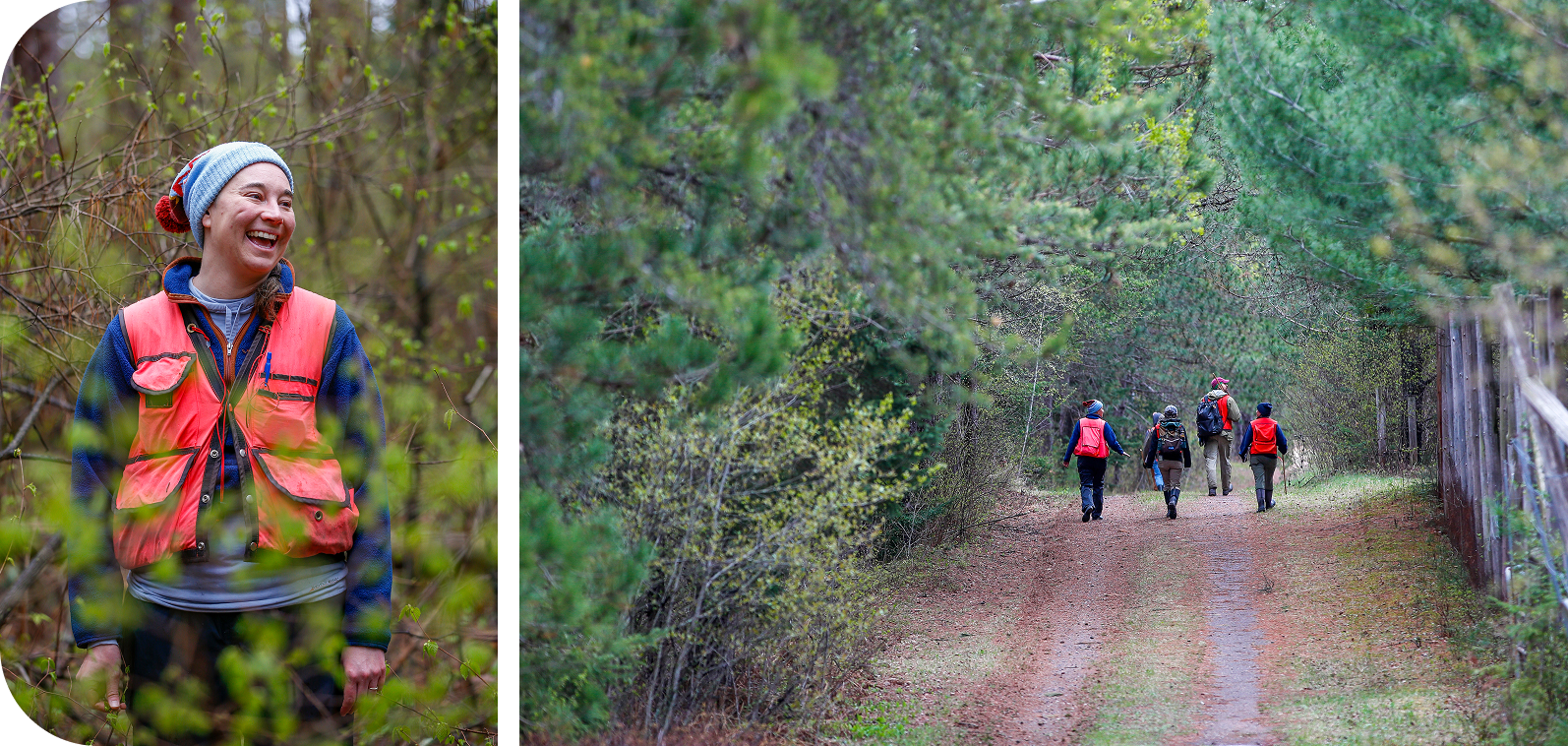 Marcella Windmuller-Campione, left, and students at the Cloquet Forestry Center