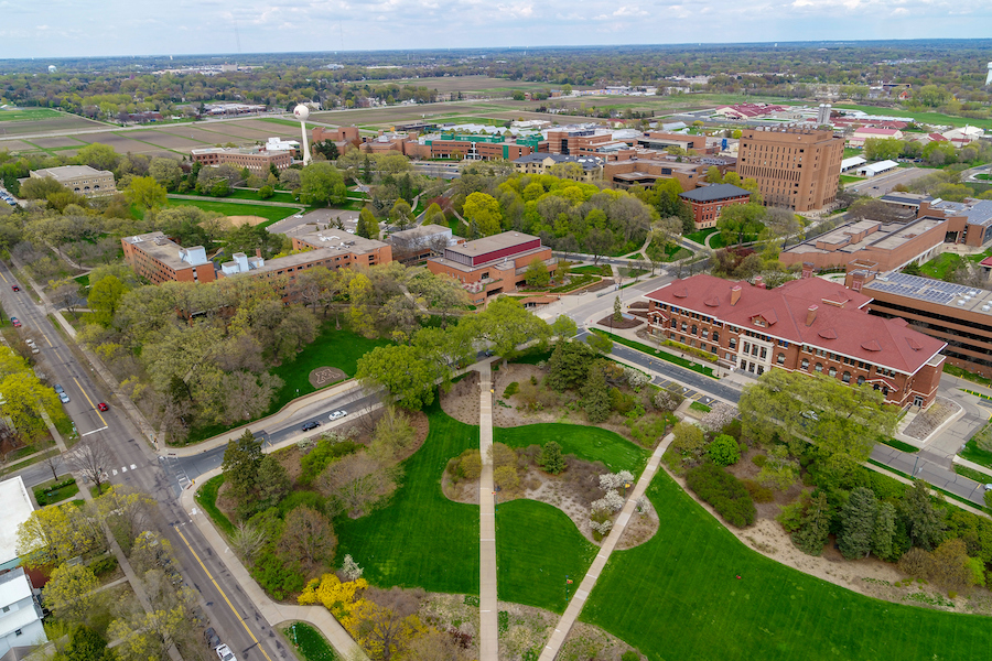 Aerial view of the University of Minnesota's St Paul campus
