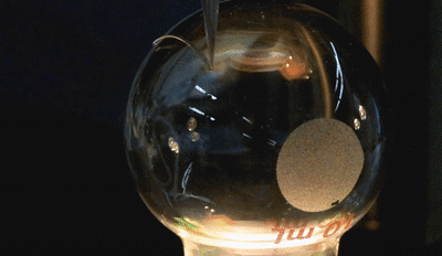 micro-fluid printing on a sphere.