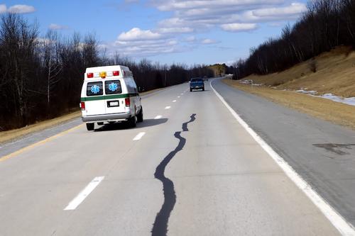 Ambulance driving on road