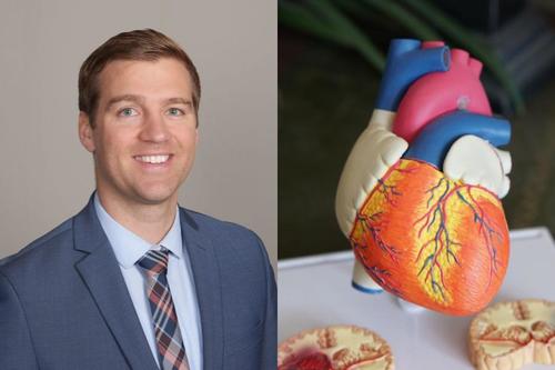 Dr. Jeremy Van’t Hof next to a stock image of a heart