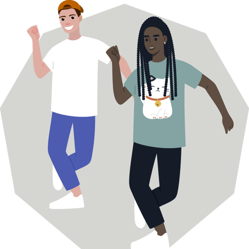 illustration of young people doing coordinated dance