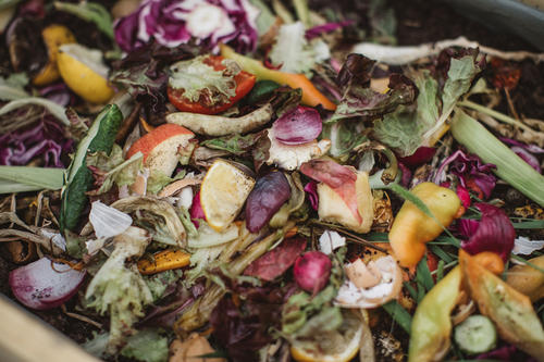 A colorful pile of vegetable waste.