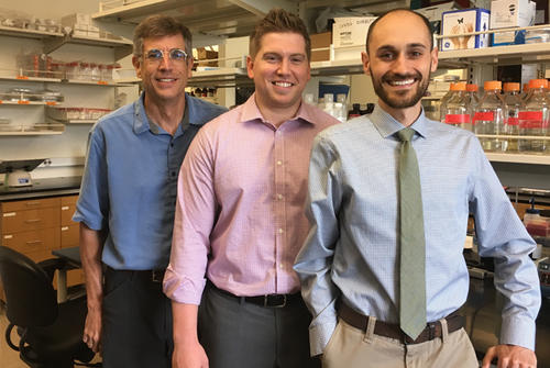 (L-R) Dr. Carston R. Wagner and his students, Jacob Petersburg and Cliff Csizmar, at the Wagner Research Lab.
