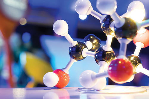 An up-close view of a molecule model