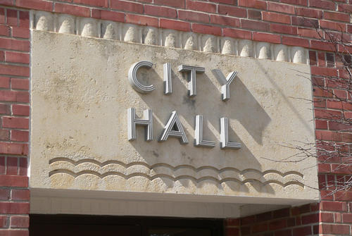 City hall sign.