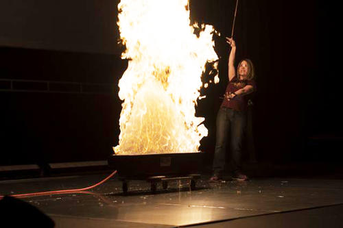 Energy and U at the University of Minnesota. Shows fire-related experiment.