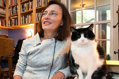 Julie Schumacher with her cat