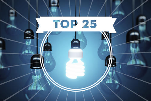 Light bulb with the words &quot;top 25&quot; over it. 