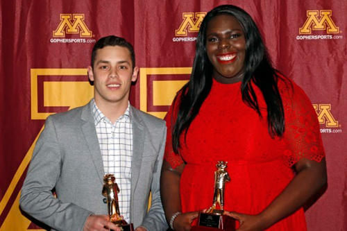 Male and female athlete of the year winners Tristan Duran and Kaitlyn Long