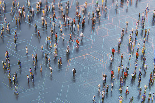 People on a technology grid.