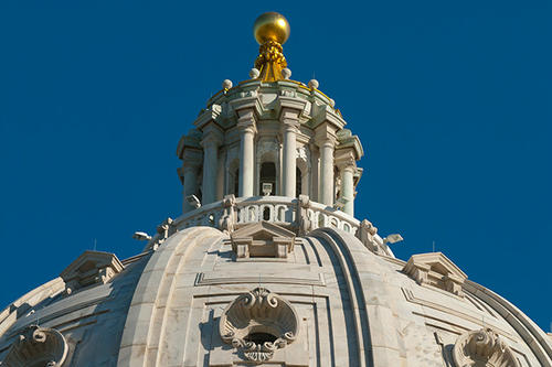 The top of the Minnesota capitol building