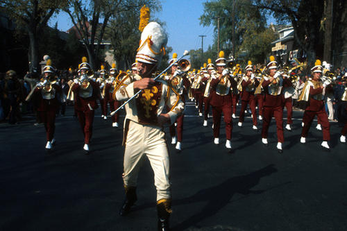 University of Minnesota homecoming day parade with the band.