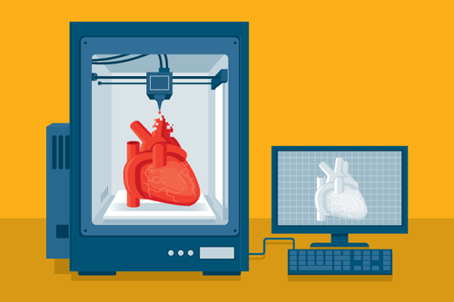 illustration of computer printing 3D heart