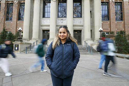 Yusra Hassan in front of Coffman Union