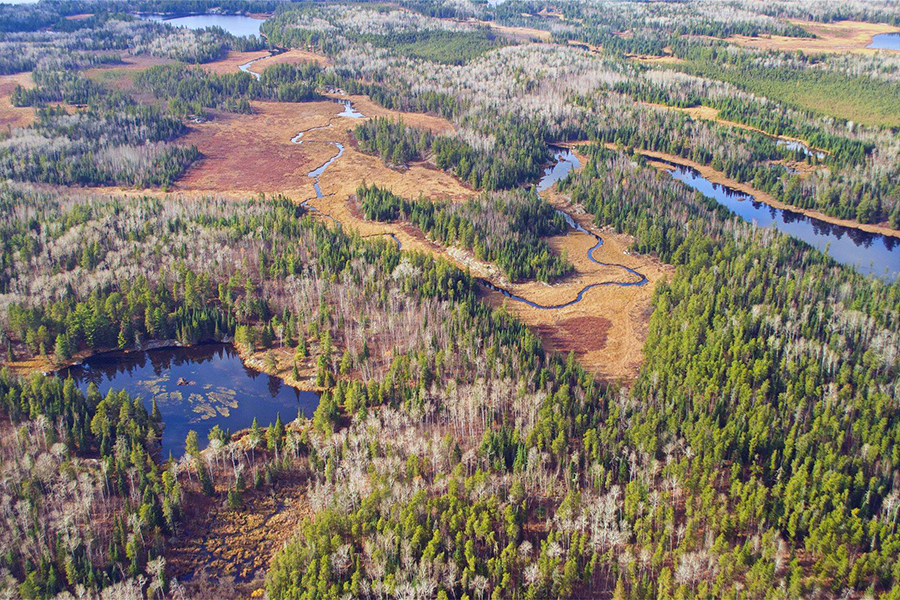 Aerial view of Voyageurs National Park.