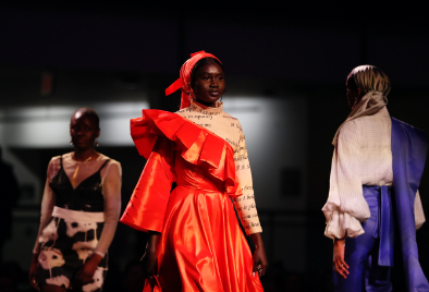 Models wear Moosa's designs during show